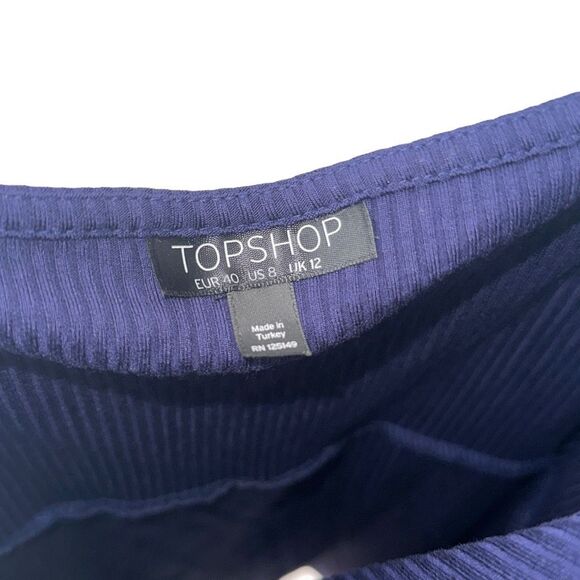 Topshop Navy Blue Button Front Spaghetti Strap Spring Summer Dress | Size 8 - Picture 5 of 5